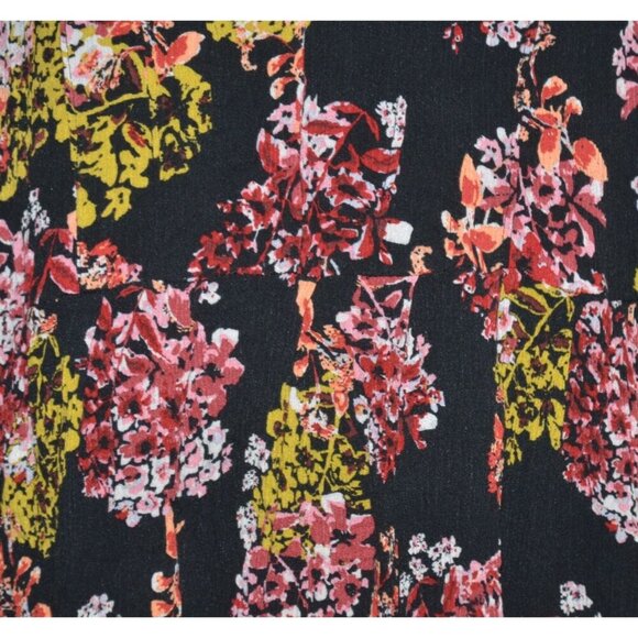 Nina Leonard Black Floral Boho Long Bell Sleeve Knee Length Dress Plus Size 2X - Picture 3 of 12